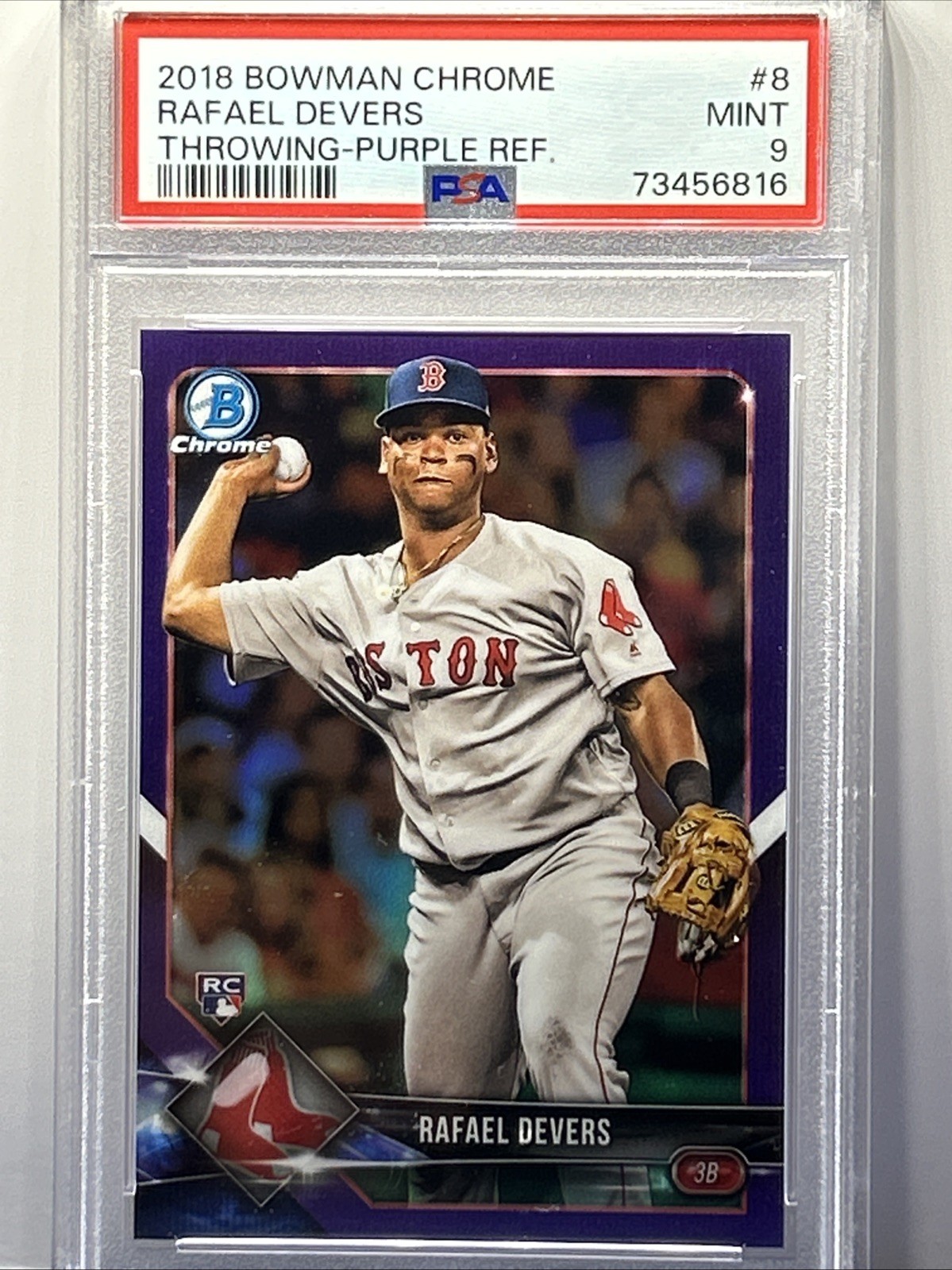 PSA 9 Rafael Devers 2018 Bowman Chrome Purple Refractor Rookie RC #/250 #8