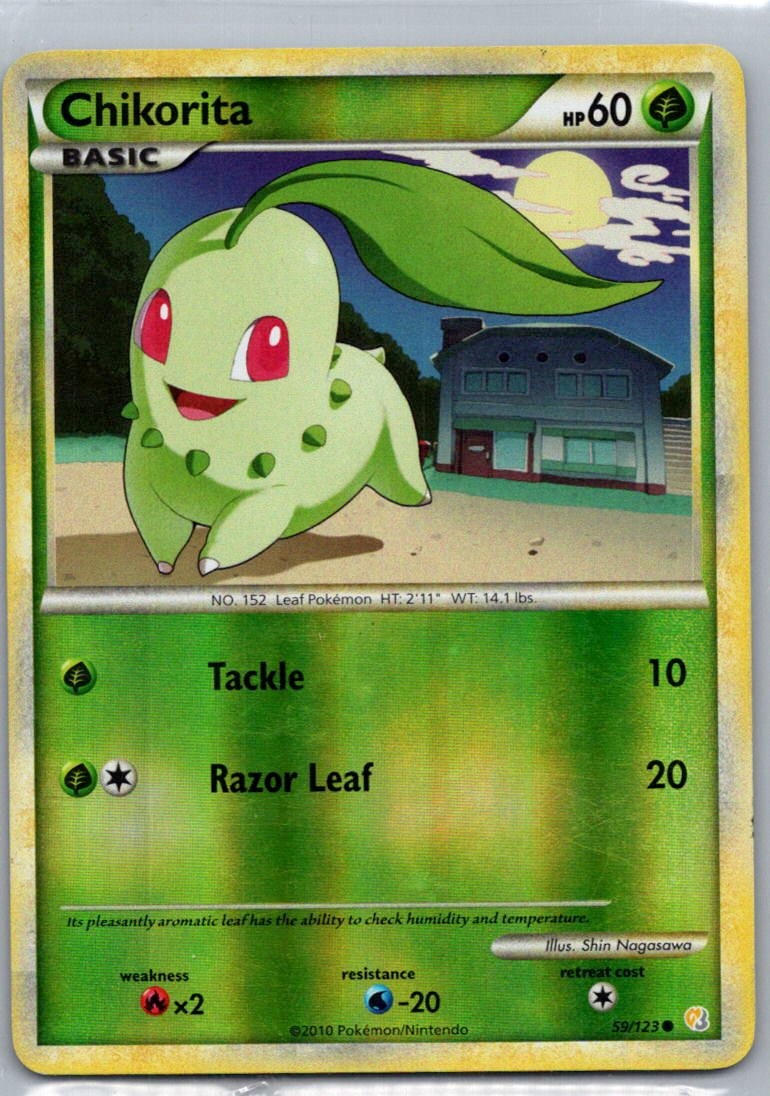 Pokemon TCG Chikorita 59/123 HeartGold & SoulSilver Reverse LP