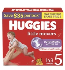 Huggies Little Movers Baby Diapers Size 5 (27+ lbs) 148 Count - NEW & SEALED