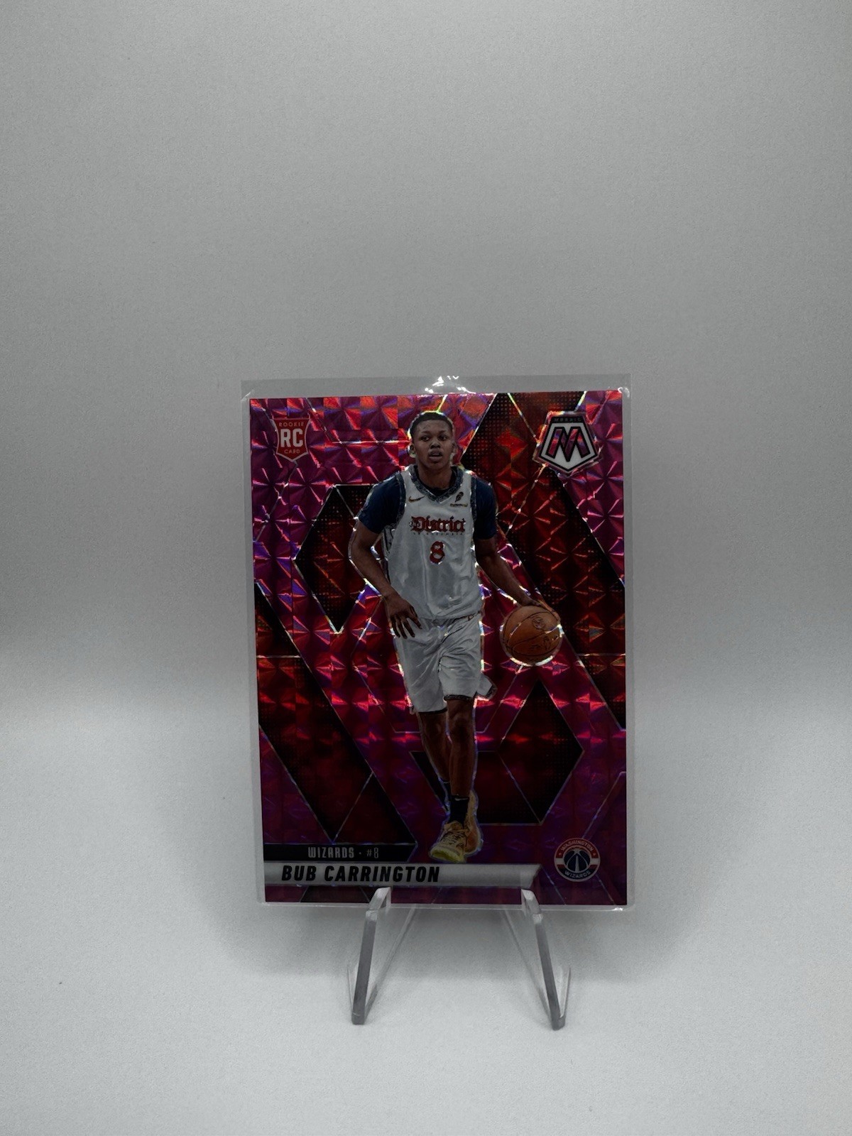 2024-25 Panini Mosaic - Rookies Bub Carrington #206 Pink Mosaic Prizm /175 (RC)