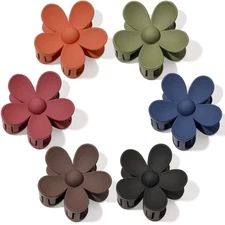 6 Color Large Flower Daisy Matte Hair Claw Clips Non-Slip Thick Hair Clips