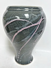 Vtg Studio Art Stoneware Vase by Gerald L Thiebolt Gray Abstract Pink Swirls 8” — photo 3