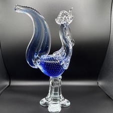 Murano glass rooster figurine with controlled bubbles