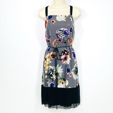SIMPLY VERA VERA WANG Dress Sz L Floral Flowy Chiffon Shift Garden Fairy Whimsy