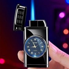 Luxury Butane Gas Multi-functional Cigar Lighter Windproof Jet Blue Flame Gifts