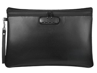 FireProof Document Bag with Lock, 14x10'' Large Money Pouch for Cash A4 Paper US