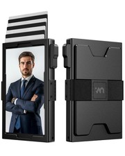 Slim Card Holder Wallet for Men, Metal Pop 3.85 x 2.51 x 0.39 inches, Black