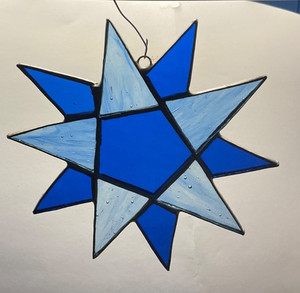 REDUCED$$$.   Vintage Handmade Starburst Stained Glass Sun Catcher 