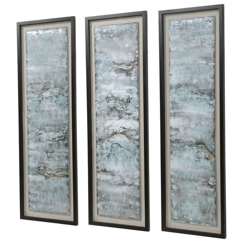 Uttermost Ocean Swell Iron MDF Framed Prints - Black/Blue/Gold/Silver (Set of 3) - Picture 3 of 8