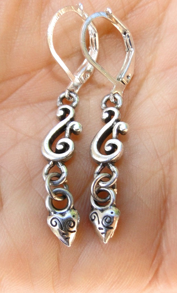 Altered Brighton Swirl Silver Dangle Mini Heart On Lever Back Earrings