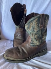 WORN IN  ARIAT WORK STEEL TOE BROWN BOOTS Oil Slip Resisting, Mens Size 11EE