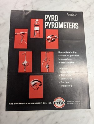 PYRO PYROMETERS SALES LITERATURE BROCHURE CATALOG #177 1973 INFORMATION