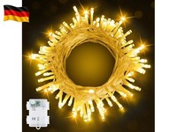 Lichterkette AußEn Batterie, 10M 100LED Warmweiß Lichterkette Mit 6H Timer, I
