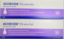 Acnecide 5% Gel Benzoyl Peroxide - Acne Treatment & Spots - 30g x 2 PACK
