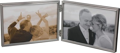 Double Thin Edge Silver Plated Picture Frame,Horizontal 5 by 7 inch, silver 