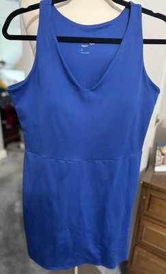 GAPFit Bright Blue Active Tank Dress With Shorts, size Large