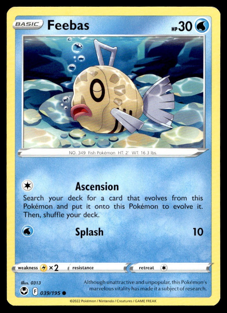 Feebas 39/195 Pokemon Card Silver Tempest Common 30 HP Near Mint KO