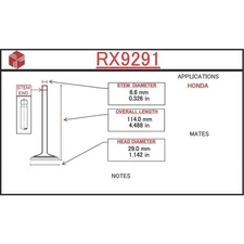 ITM Engine Components RX 9291 Engine Exhaust Valve