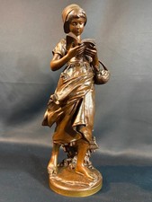 Important bronze fin XIXe Mathurin MOREAU 1822-1912 Jeune fille à la lecture