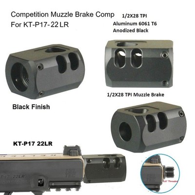 1/2x28 TPI Muzzle Brake Compensator For KT P17-22LR, Aluminum Anodized Black