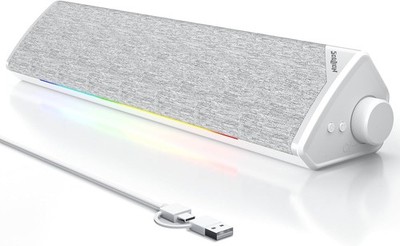 Soulion R60 Weiß PC Lautsprecher Bluetooth 5.3 Soundbar für Desktop 