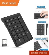 Portable Wireless Number Pad - 2.4 GHz Ergonomic USB Keypad for Financial Tasks