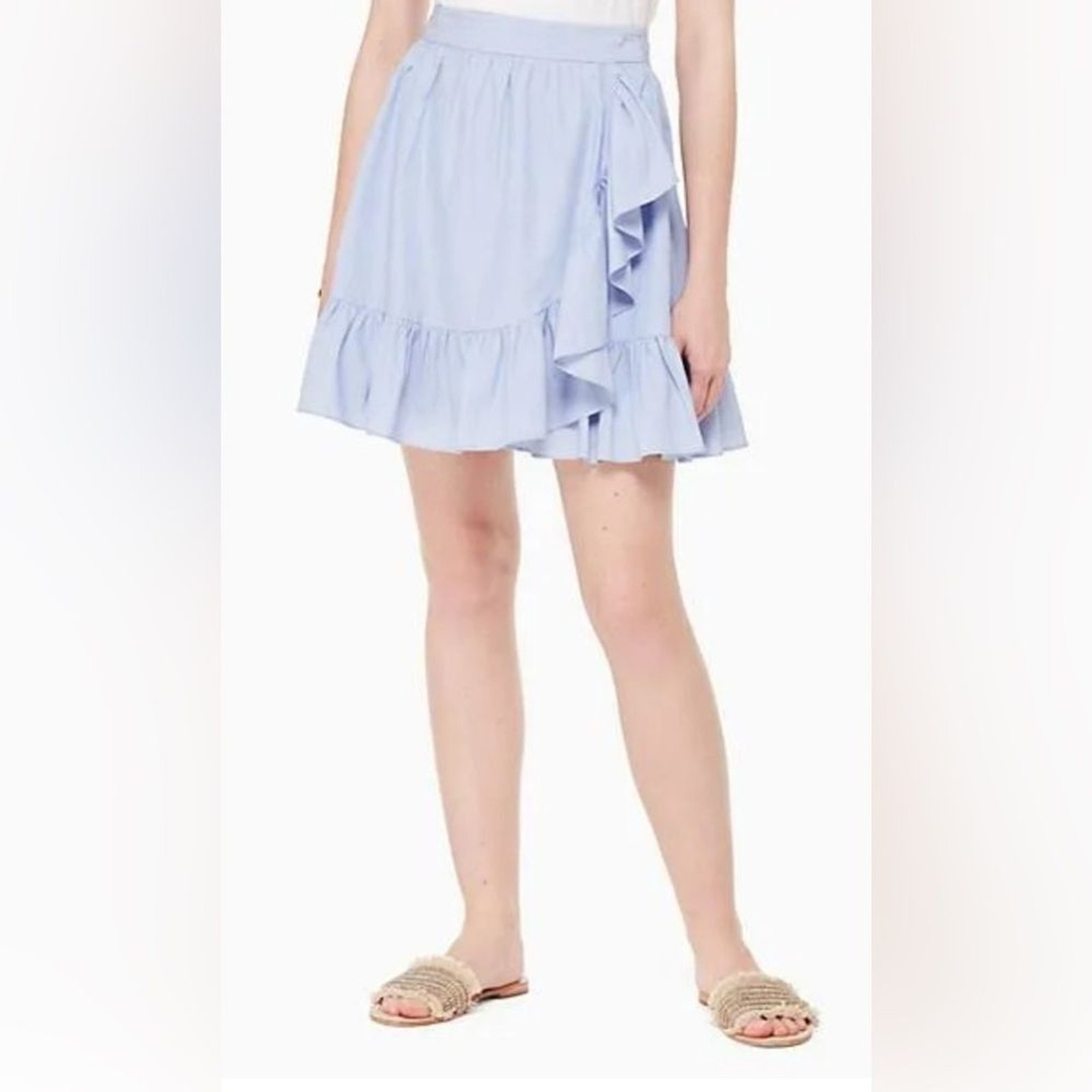 Kate Spade Ruffle Wrap Skirt in Ensemble Blue womens sz 6