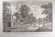 Copper Engraving 1779 View Cassina & Serpentine River in Chiswick Gardens
