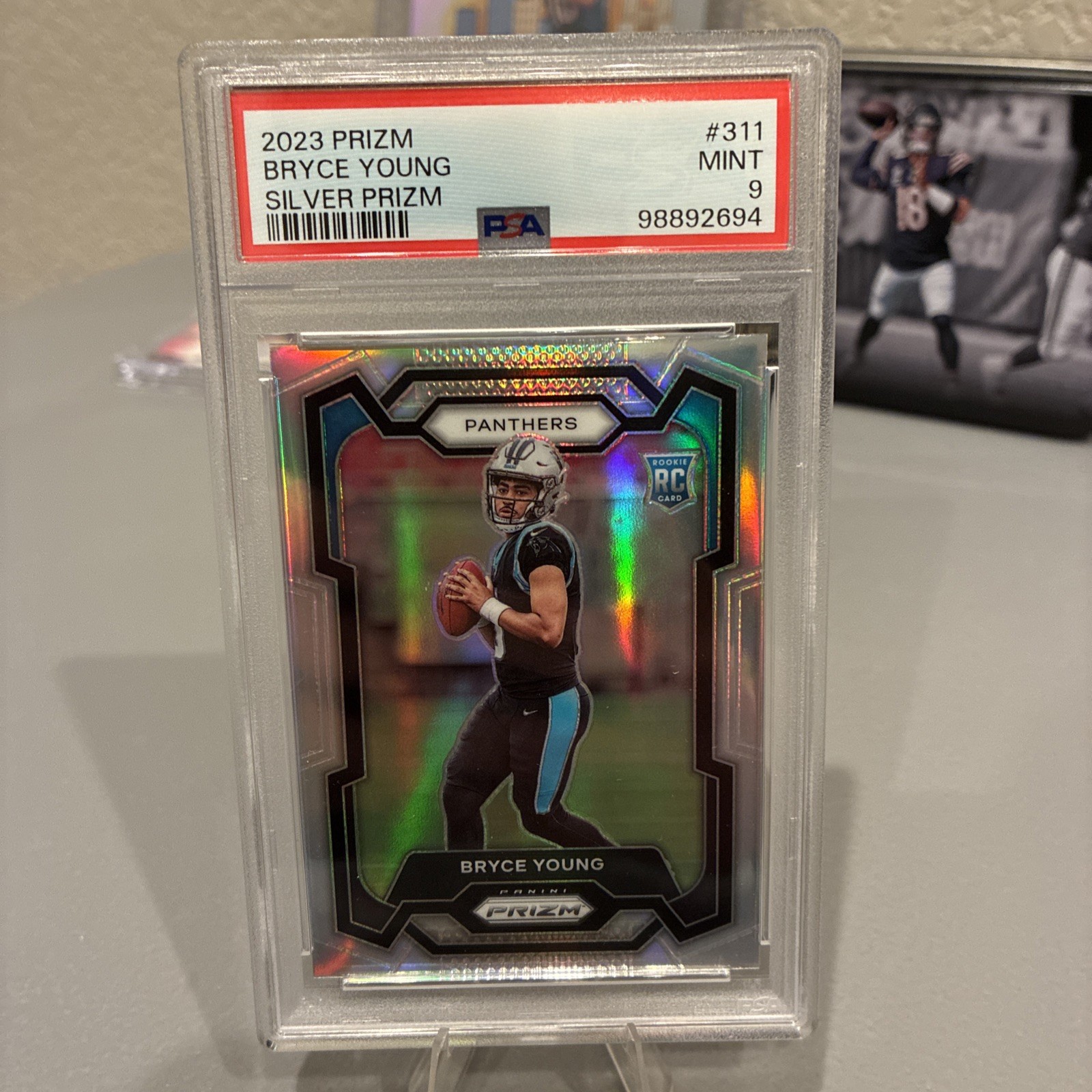 2023 Panini Prizm SILVER BRYCE YOUNG #311 RC PSA 9 MINT PANTHERS