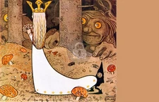 John Bauer, Princess Daga watched by trolls (1907) *Art Postcard NEW