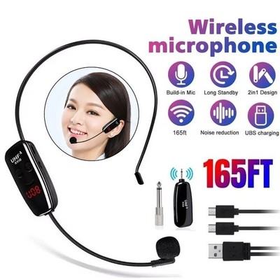 165FT Range UHF Wireless Microphone Headset Mic System+Digital Screen Speech