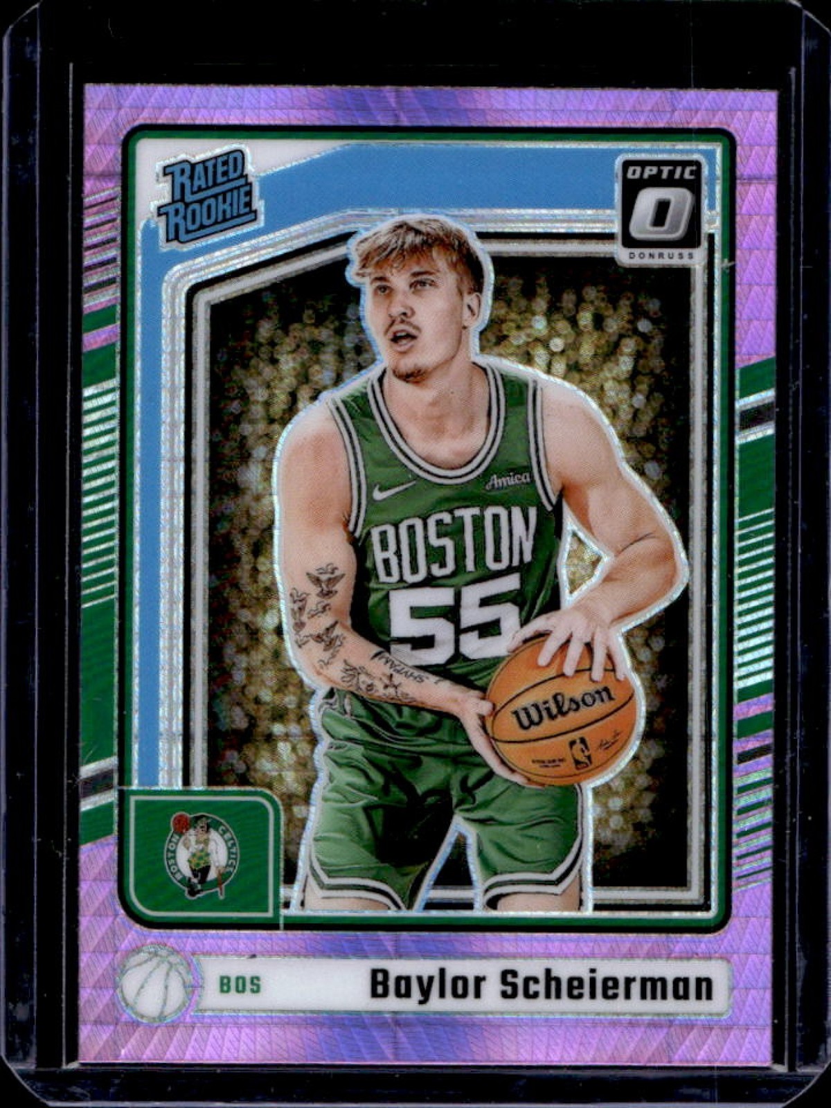 2024-25 Donruss Optic Baylor Scheierman Rated Rookie Hyper Pink RC #263 Celtics