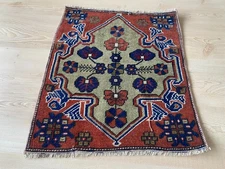 1.6x2 ft, Square rug, Turkish mini rug, Small Red rug, Vintage rug,Wall decor