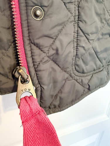 Tom Joule Country UK Khaki Green Quilted Jacket Coat W/ Corduroy Pockets Size 10 - Picture 3 of 9