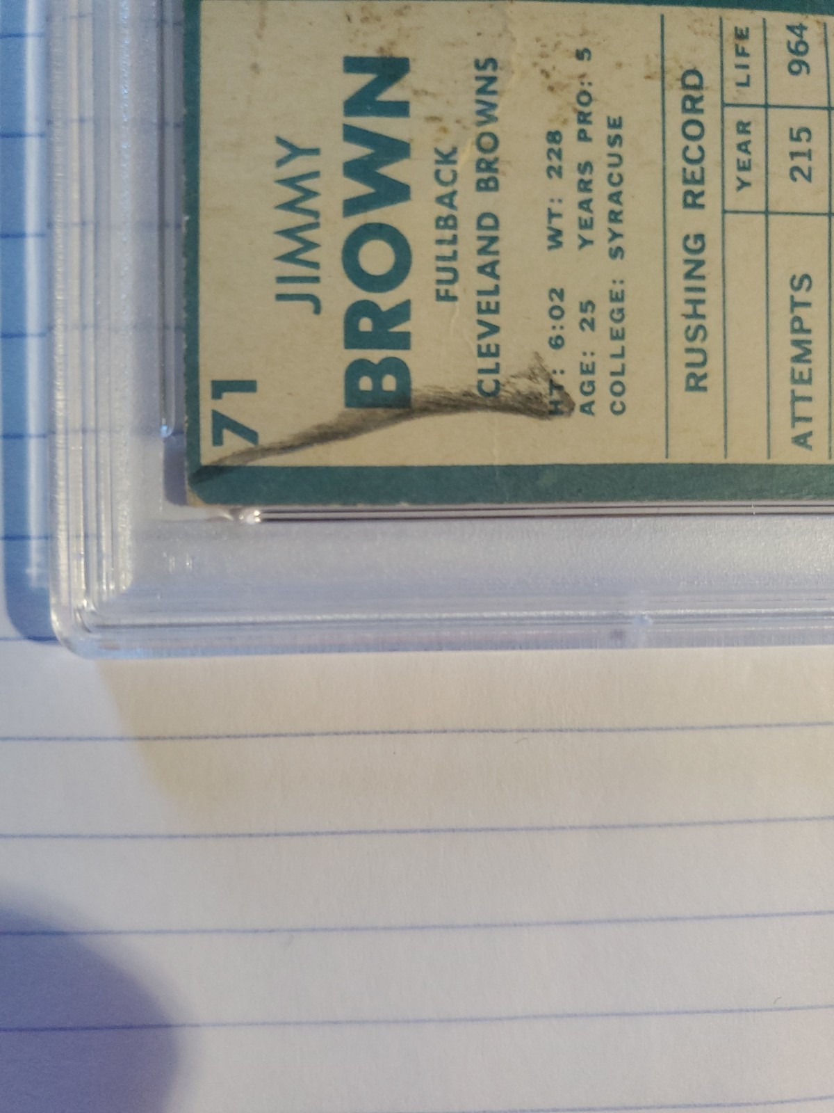 1961 Topps Jim Brown #71 PSA 1 (MK) view 5
