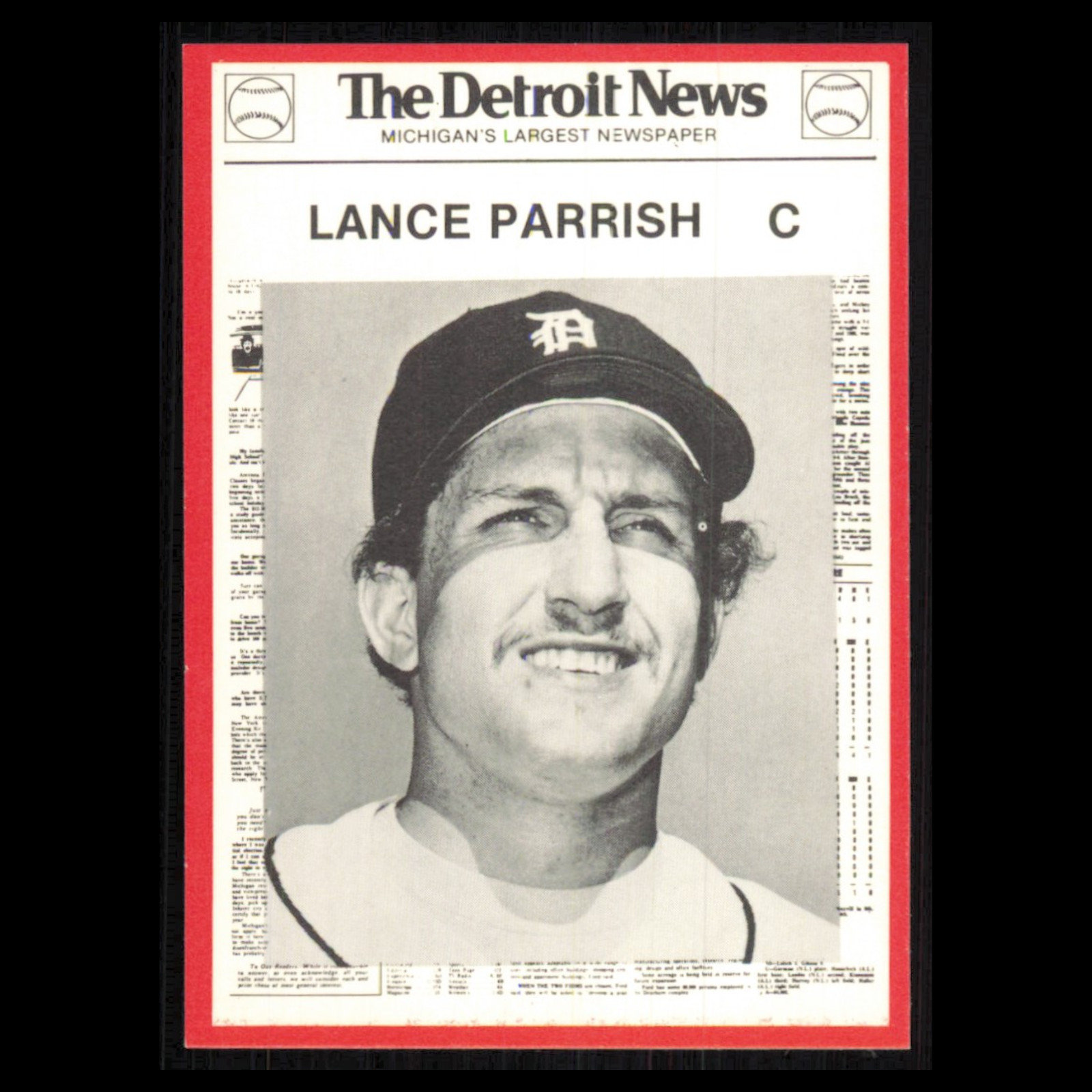 Lance Parrish #90 1981 Detroit News Detroit Tigers Baseball Card MLB NM