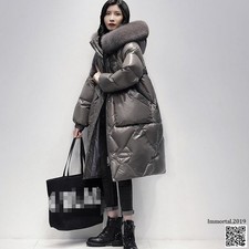 New Down Cotton Winter Warm Womens Jackets Coat Long Hooded Fur Collar Parka