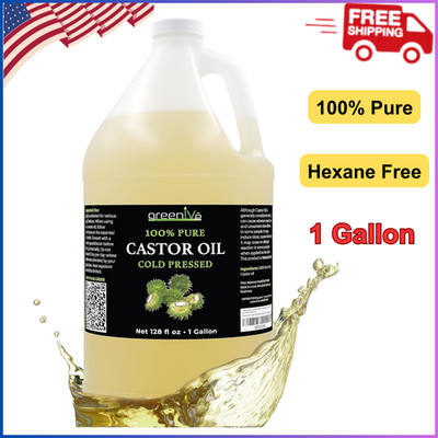 Castor Oil Grown 100% Pure Skin Moisturizer Detox and Wraps, 128 oz (1 Gallon)