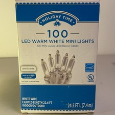Holiday Time WARM WHITE Mini Christmas Lights 100 Ct 24.5 Ft WHITE WIRE
