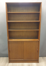 Mid Century Teak Tall Bookcase Storage Unit Solid Wood Cupboard Herbert E Gibbs