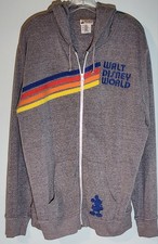 Vintage Walt Disney World Zip Front Hoodie Gray 1971 Mickey Embroidered Sz XL