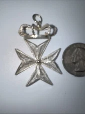 Vintage Marked Sterling Crown And Cross Pendant
