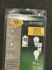 Lutron TGCL-153PH-WH Single Pole/3-Way Toggler Dimmer Switch LED+ Brand New