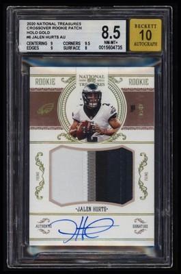 2020 National Treasures Jalen Hurts Auto #25/25 RPA Gold Patch BGS 8.5 Bookend
