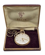Antique ELGIN Gold Filled Pocket Watch 15 Jewels with Chain  Case