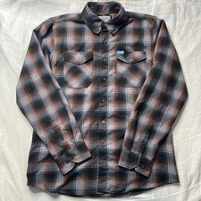 Dixxon Patina Plaid Black Brown Button Up Flannel Shirt Medium Men's Pearl Snap