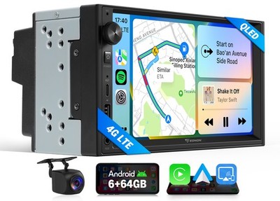 6+64G Doppel DIN 7'' QLED Autoradio Android Auto 13 mit GPS Multimedia 4G LTE RDS