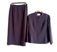 Vintage Kasper A.S.L. Women s Lined Dark Purple Blazer Skirt Suit 8P