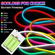 Battery Operated Neon LED Strip Lights 9 Colour Flexible Rope Light Home Decors