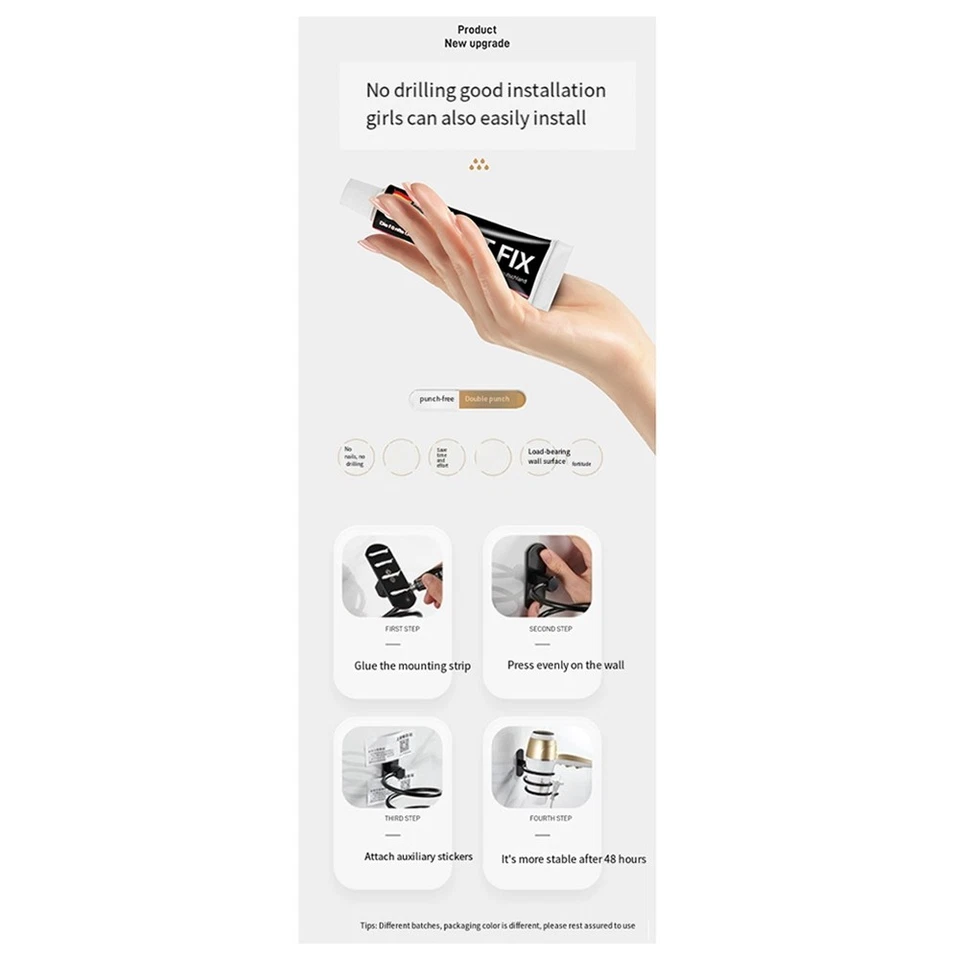 Support Mural pour Sèche-Cheveux en Spirale, Outils de Soins Capillaires, O4673 - Photo 4/4